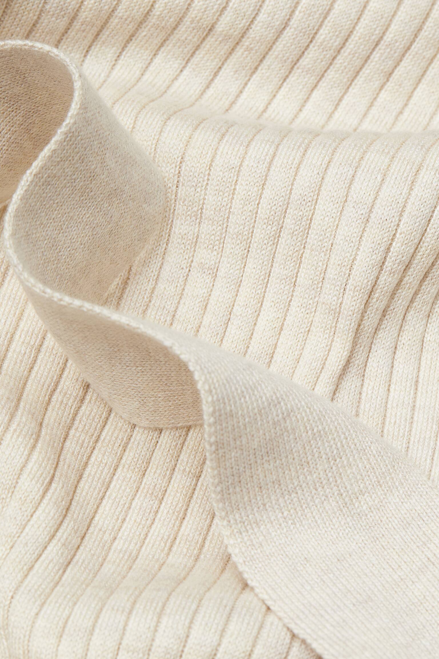 Rib-knit dress - Long sleeve - Midi - Light beige marl - Ladies | H&M GB