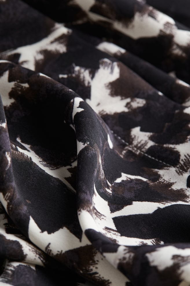 Skjortekjole med bindebælte - Mørkebrun/Mønstret/Sort/Hvidstribet - 4