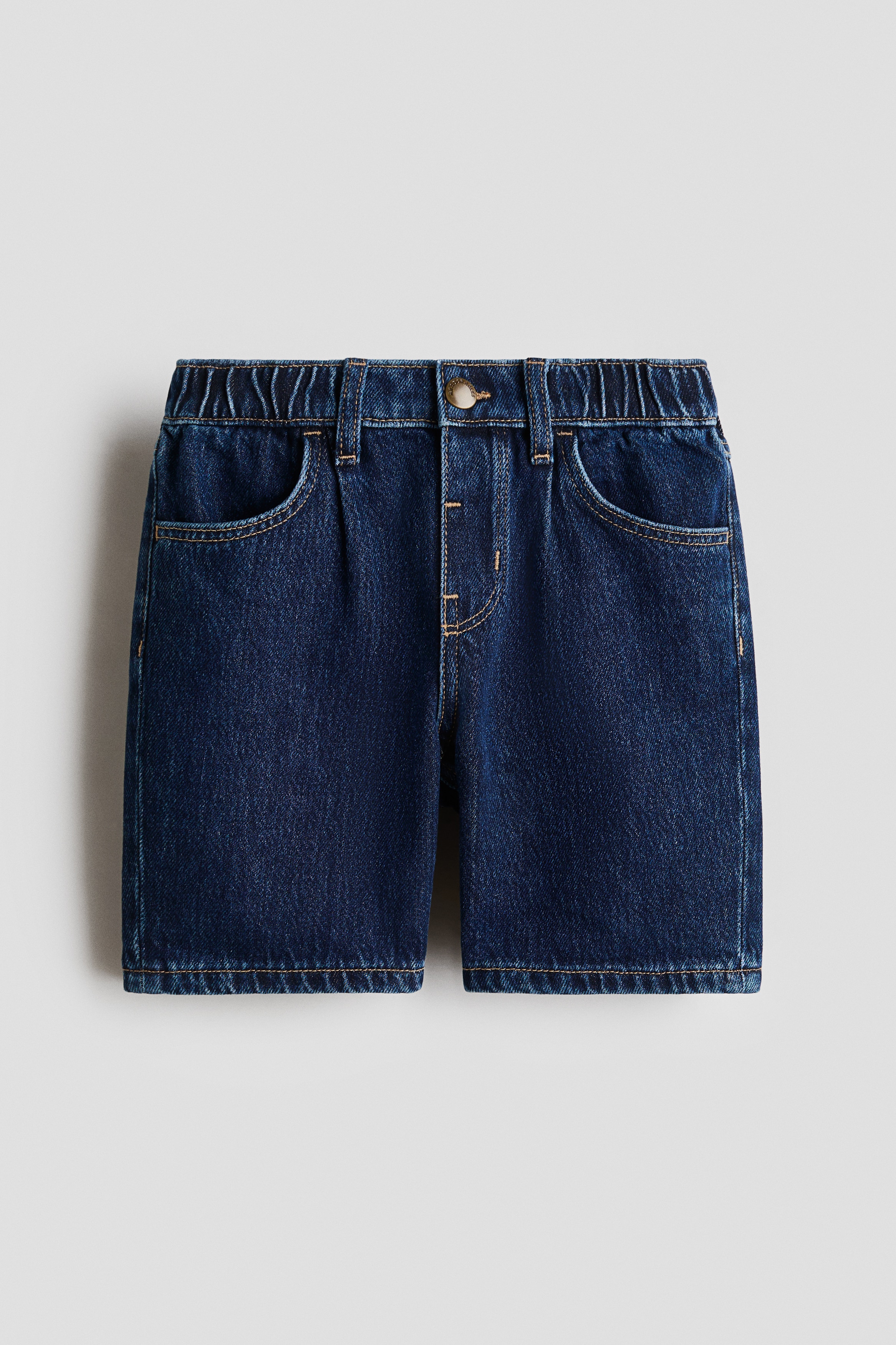 Knee-length denim shorts