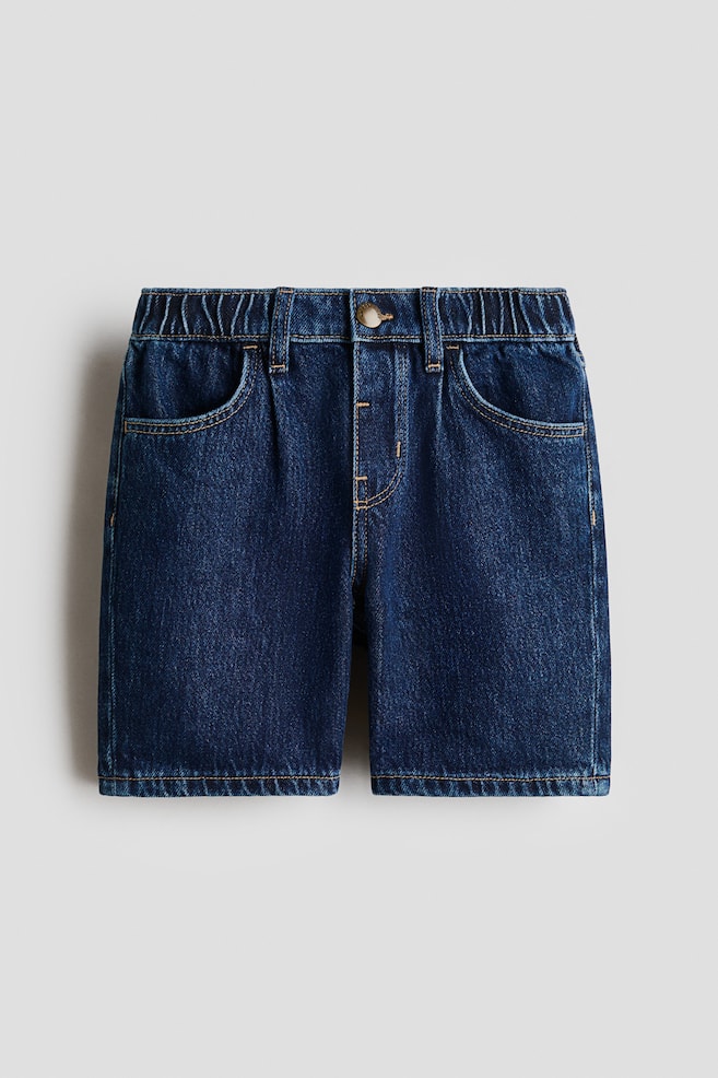 Knee-length denim shorts - Dark denim blue - 1