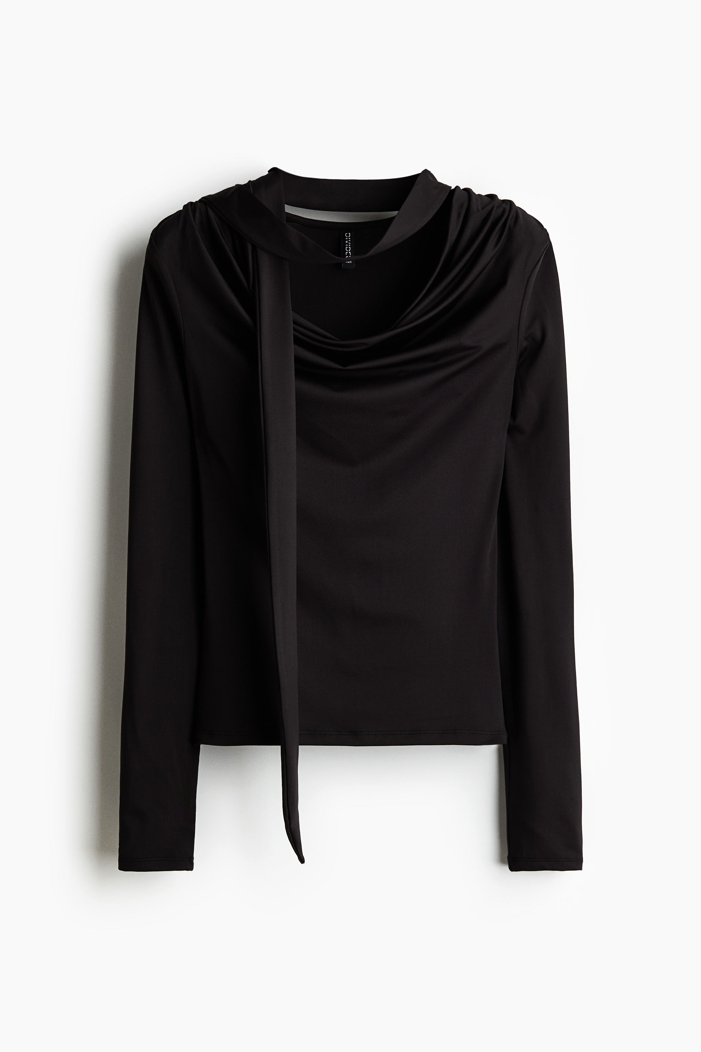 Scarf-Detail Top - Black/Black/dotted/Gray