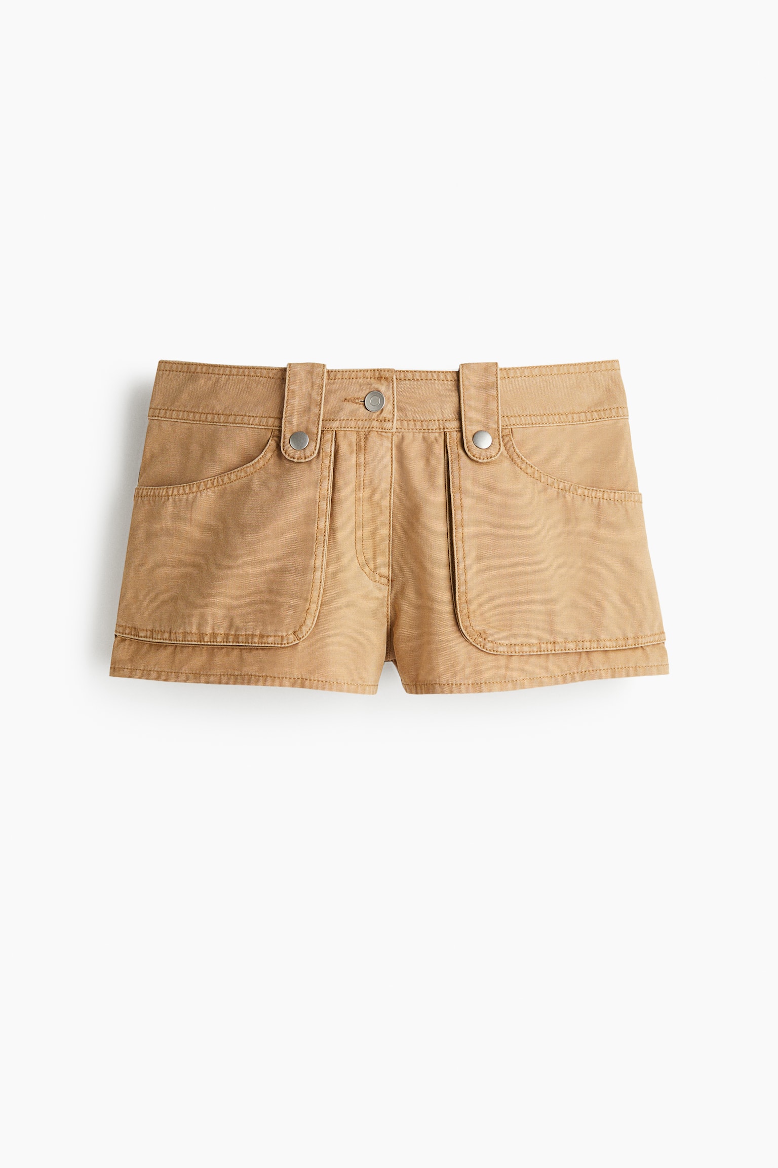 Женские шорты H&M Canvas Mini, цвет: Тёмный бежевый — фото 1