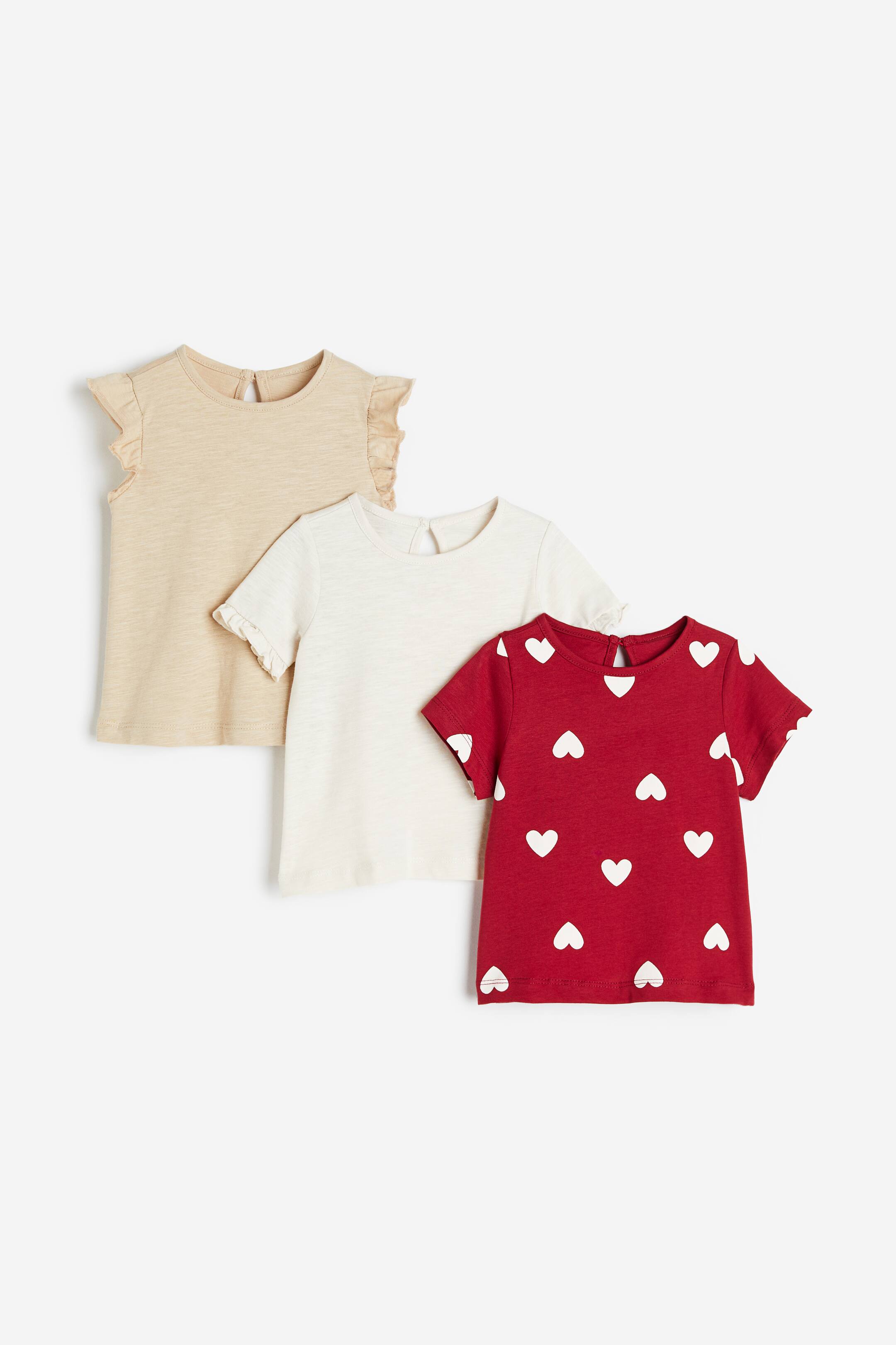 View larger image: 3-pack Cotton Jersey Tops - Red/Hearts - Kids | H&M AU 1
