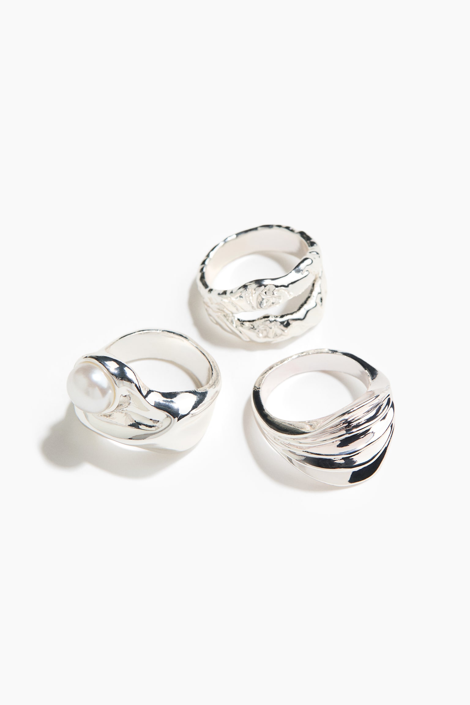 3-pack rings - Stříbrná - 2