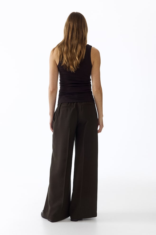 MAMA Wide-Leg Dress Pants - Dark brown/Cream/Light beige - 5