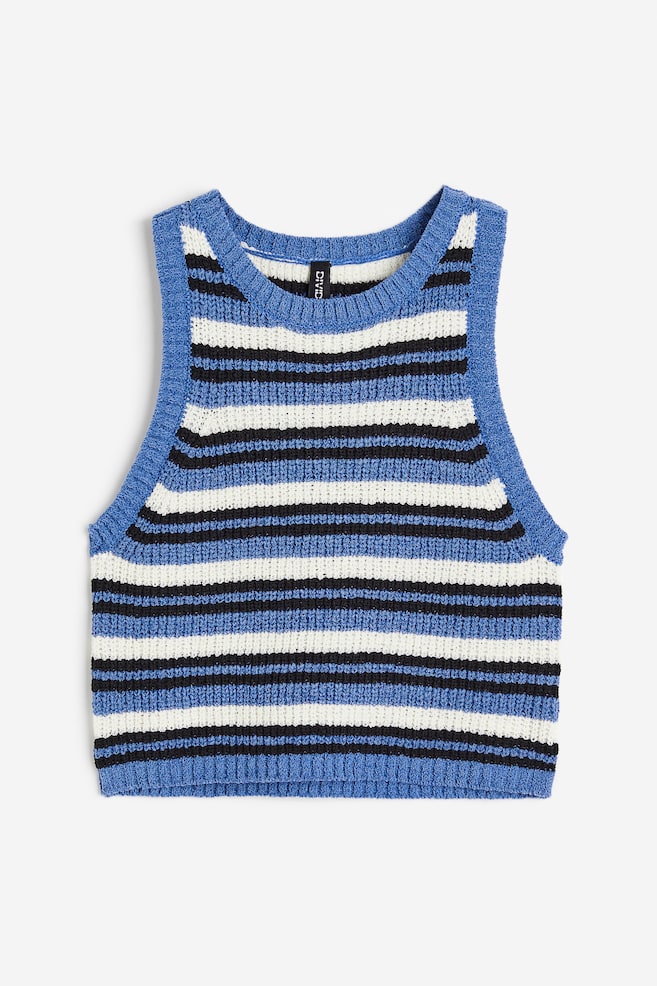 Rib-knit sweater vest - Blue/Striped/White/Black/Block-coloured - 1