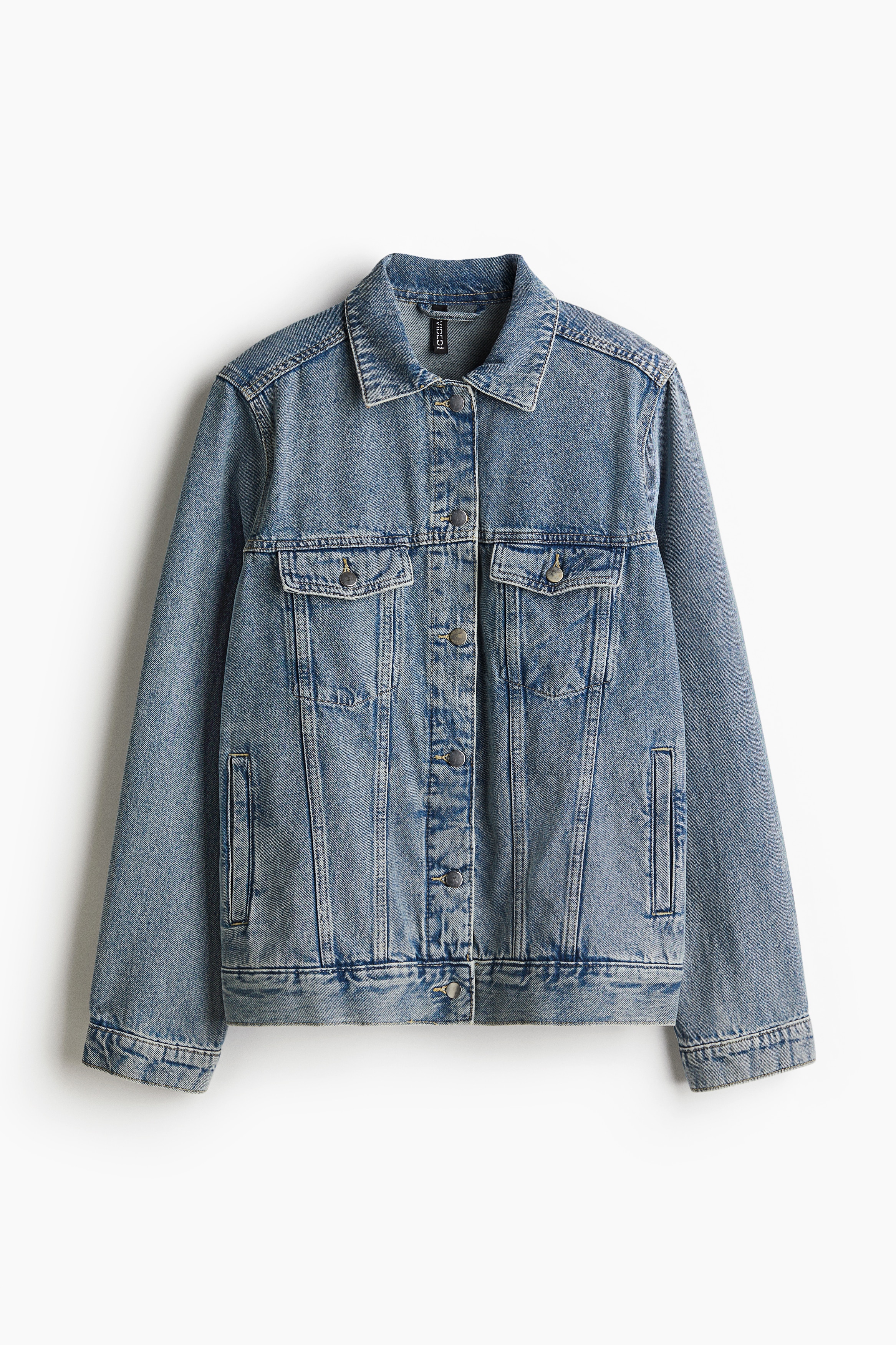 Giubbotto in denim con spalle imbottite - Blu denim