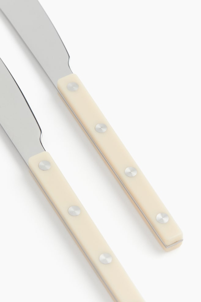 2-pack stainless steel butter knives-Light beige - 2