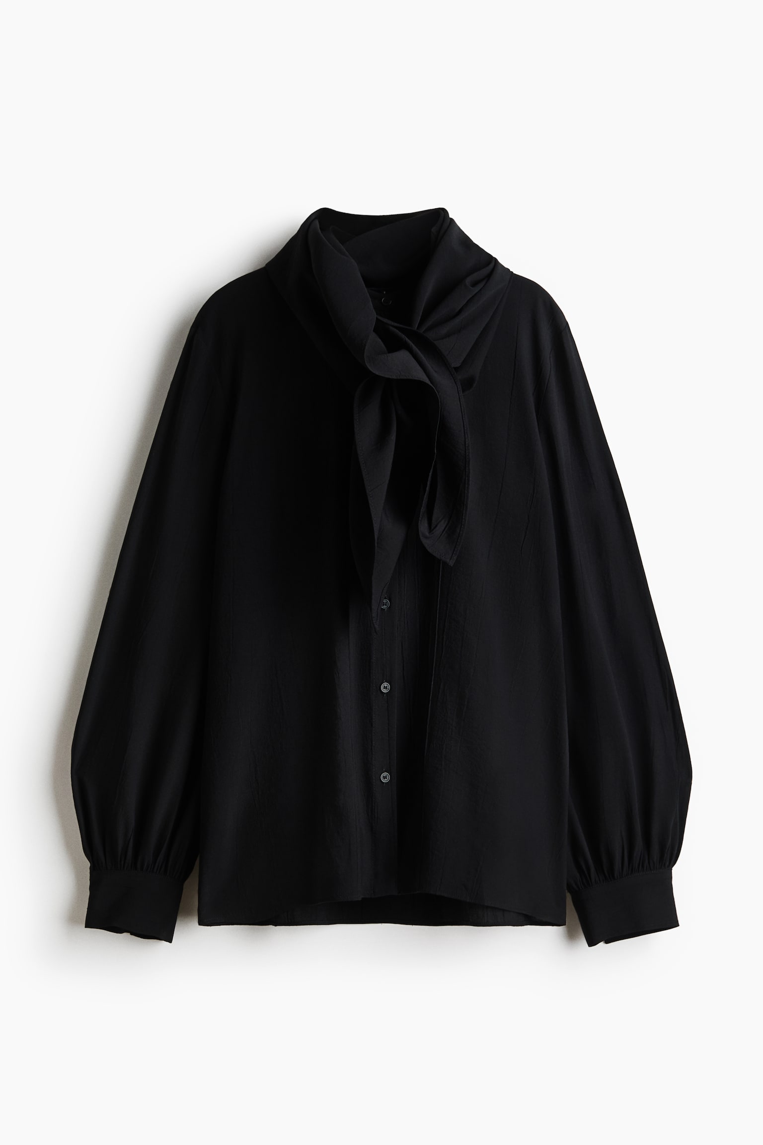 Scarf-detail shirt - Black/Light dusty turquoise - 2