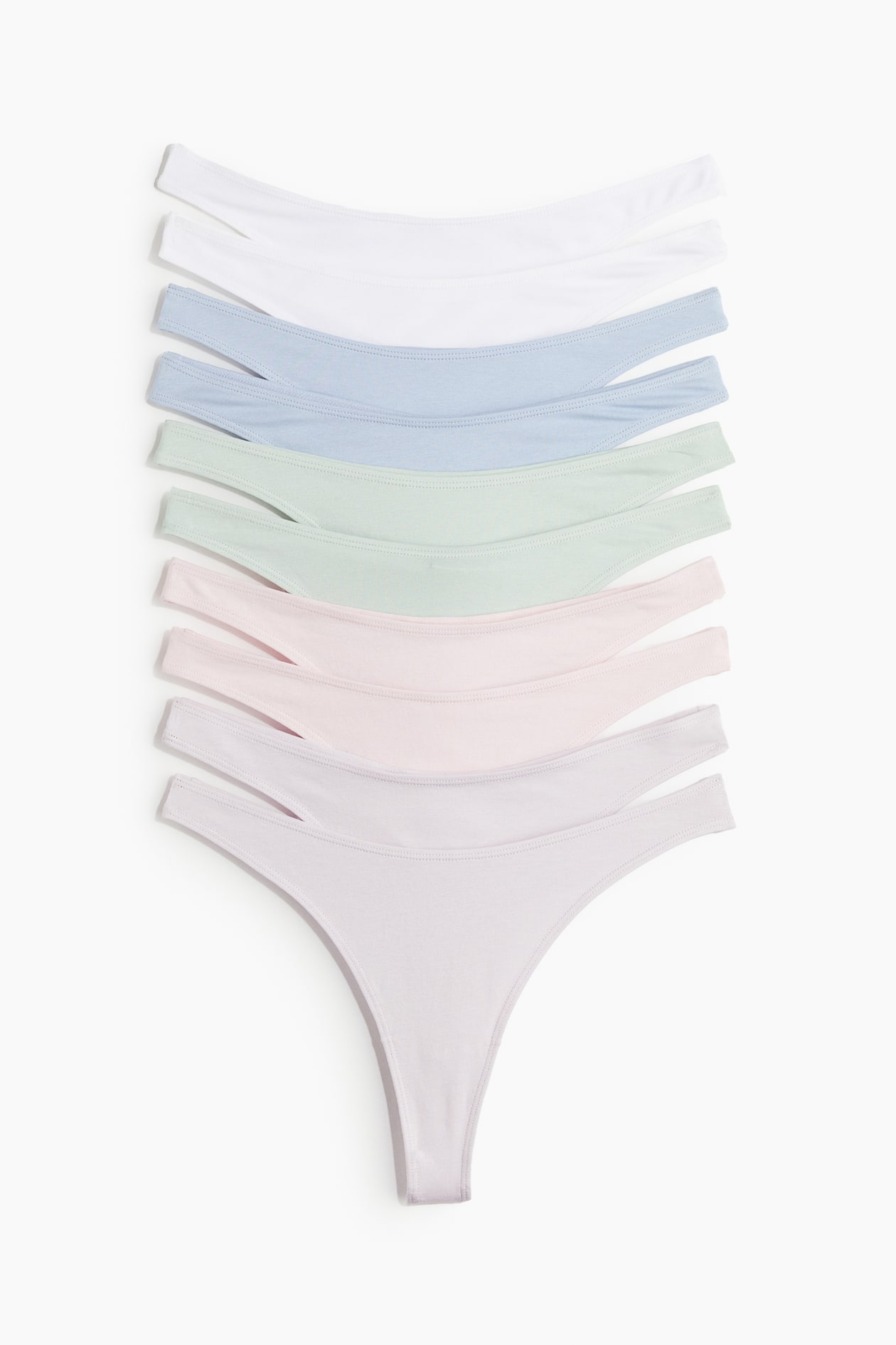 10pack Panties thong de algodón Talle bajo Lila/Rosa claro Ladies H&M MX
