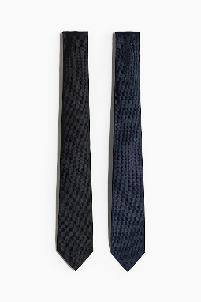 2-pack ties - Black/Navy blue/Grey/Dark grey - 1