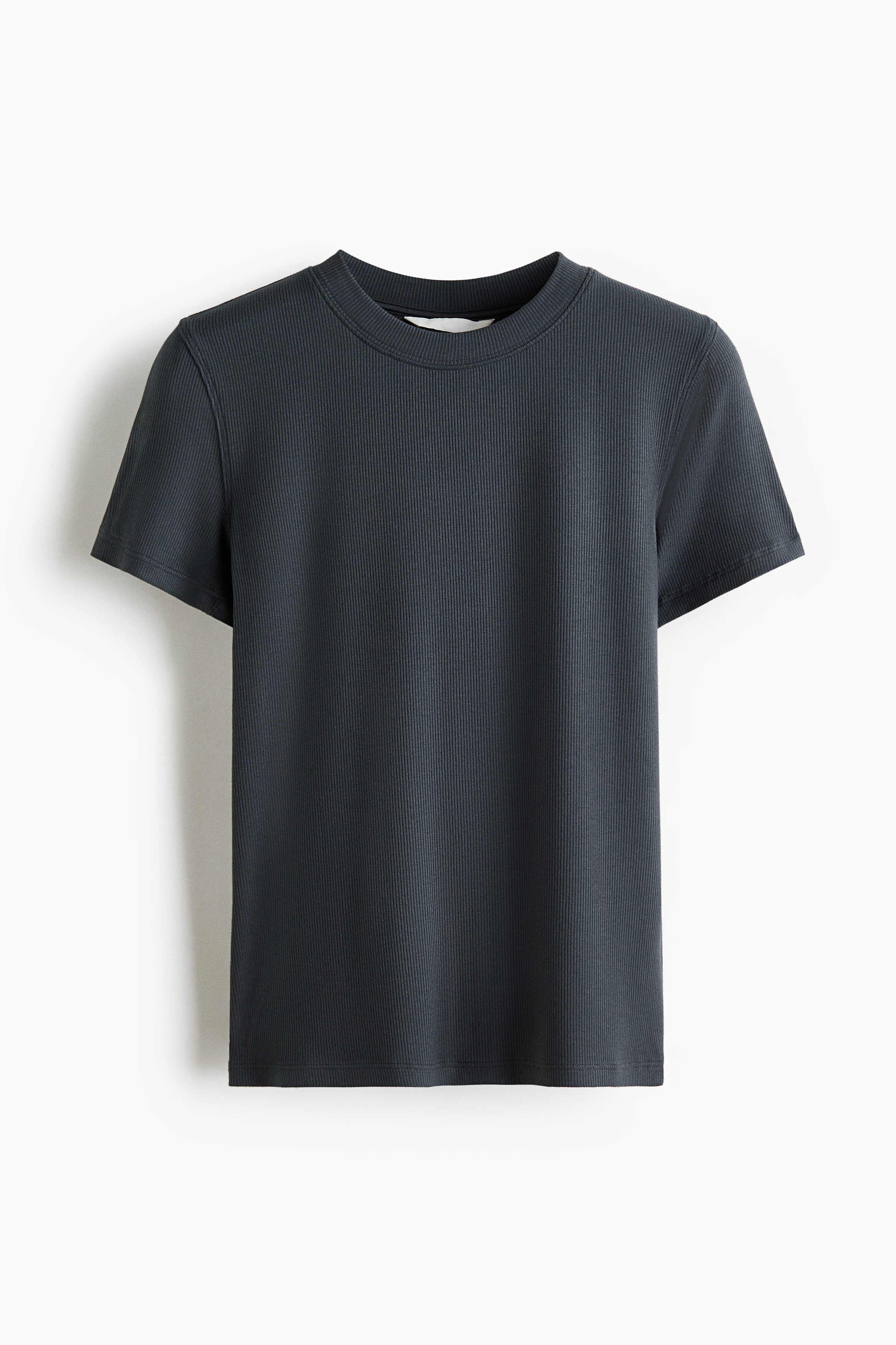 Ribbed viscose T-shirt - Dark grey/Black/Cream/Dusty purple