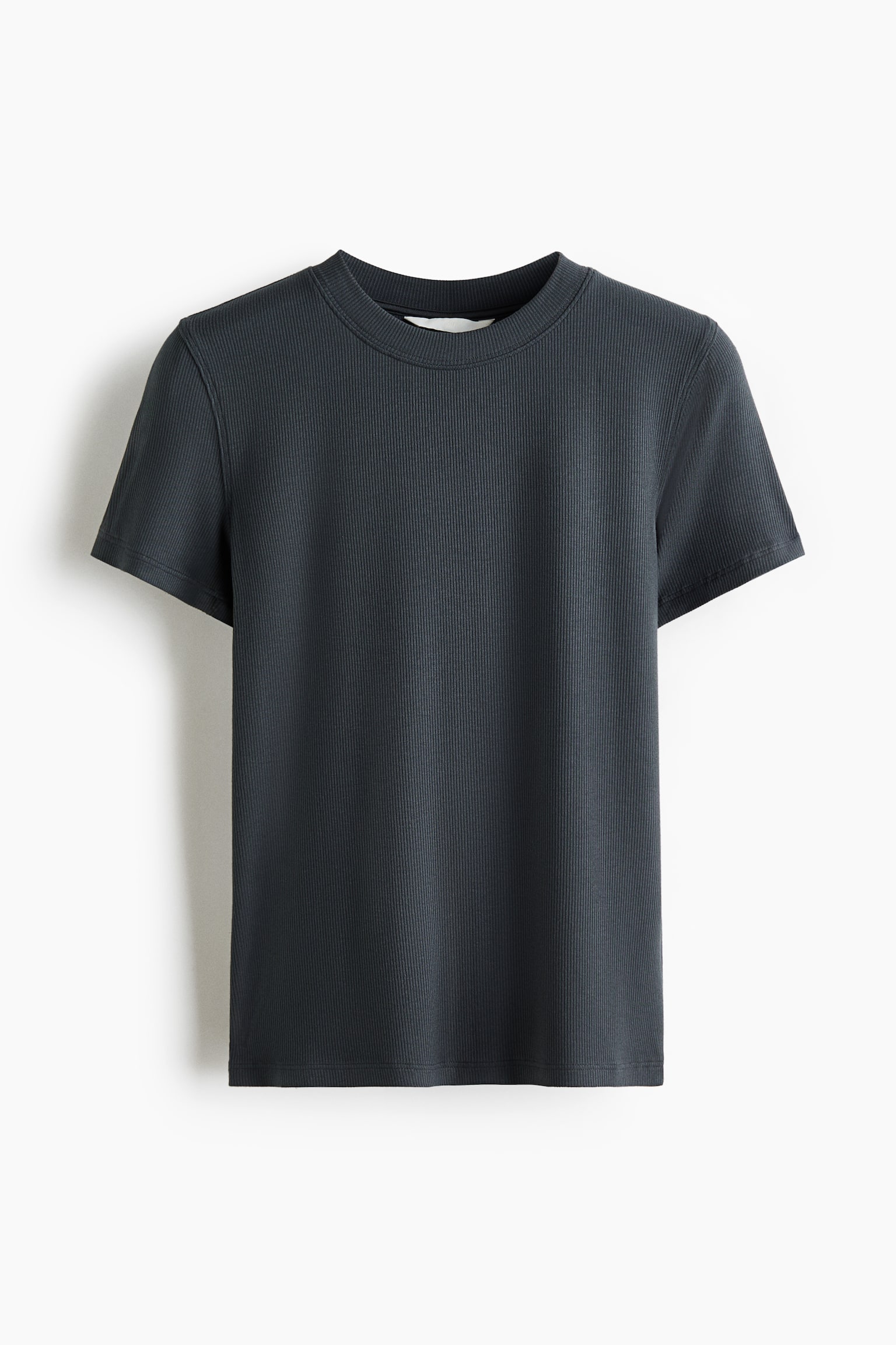 Geripptes T-Shirt aus Viskose - Dunkelgrau/Mattlila/Schwarz/Cremefarben - 1