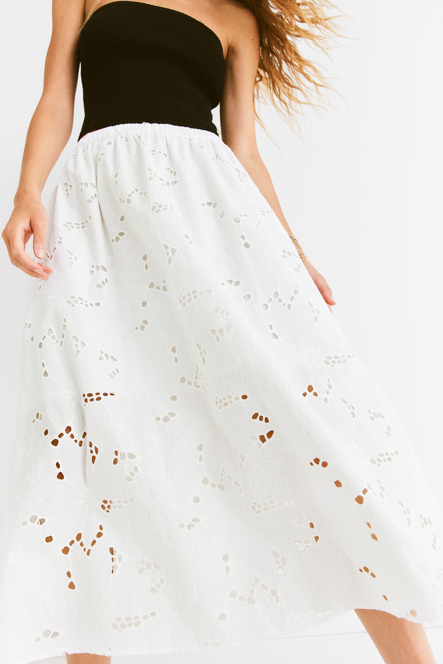 Broderie anglaise skirt - White - 6