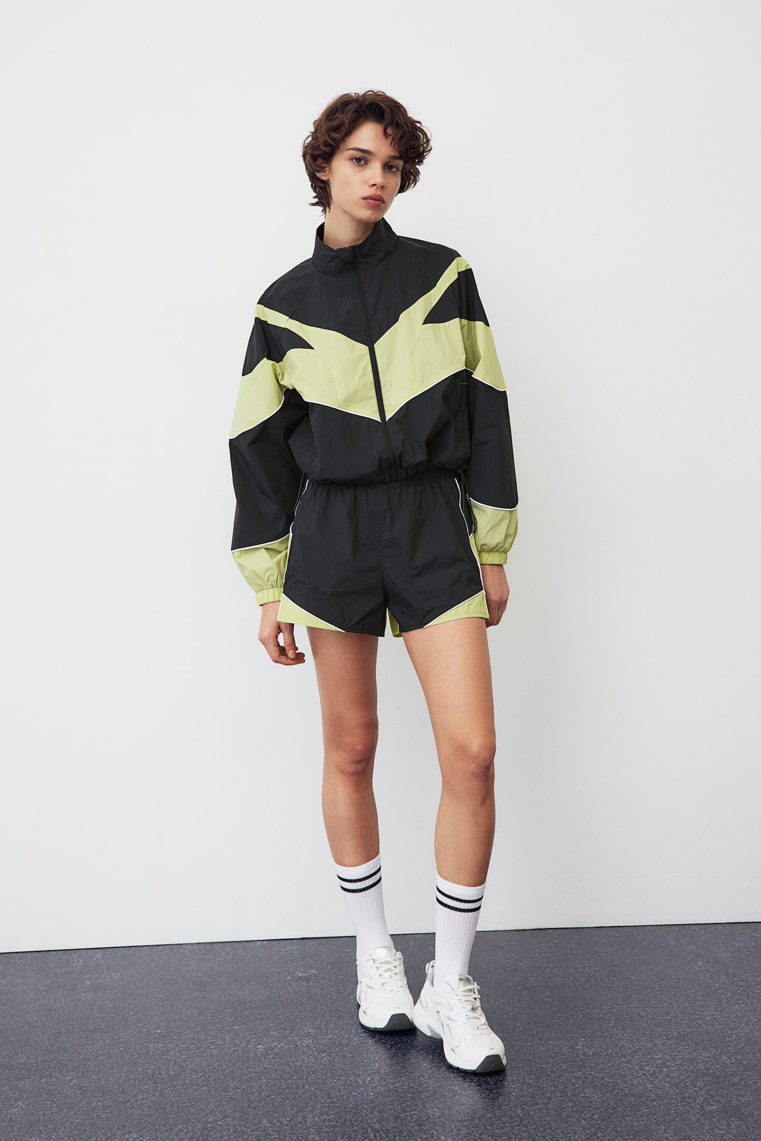 Windproof Activewear Jacket - Black/Neon green - 5