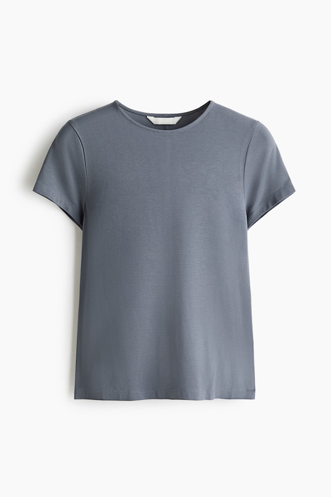 Fitted Viscose T-Shirt - Dark gray/Burgundy/Dark brown/Black/Light dusty pink/Light beige - 1