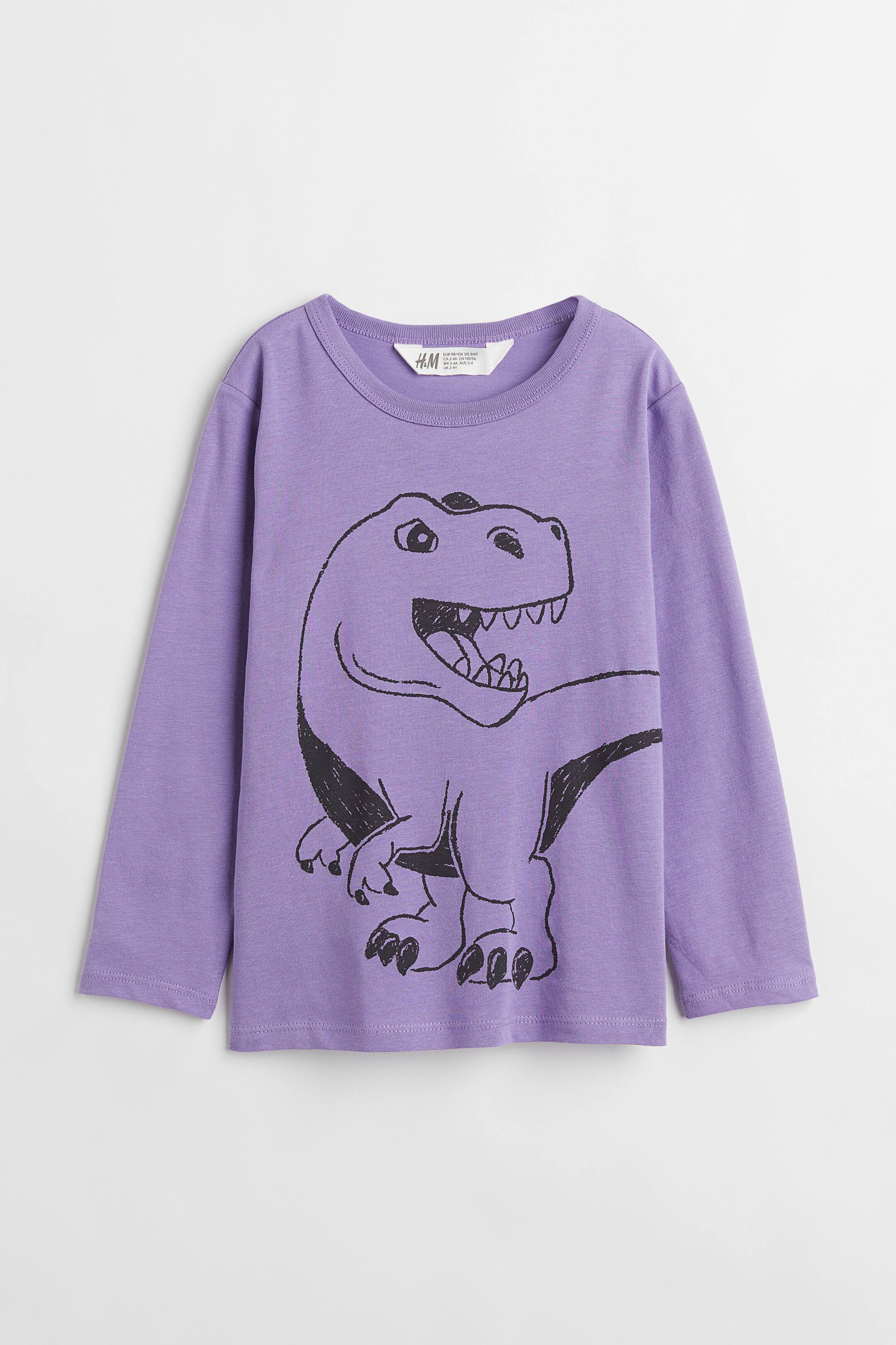 查看大圖: 棉質平紋上衣 - 紫色/恐龍 - Kids | H&M 1