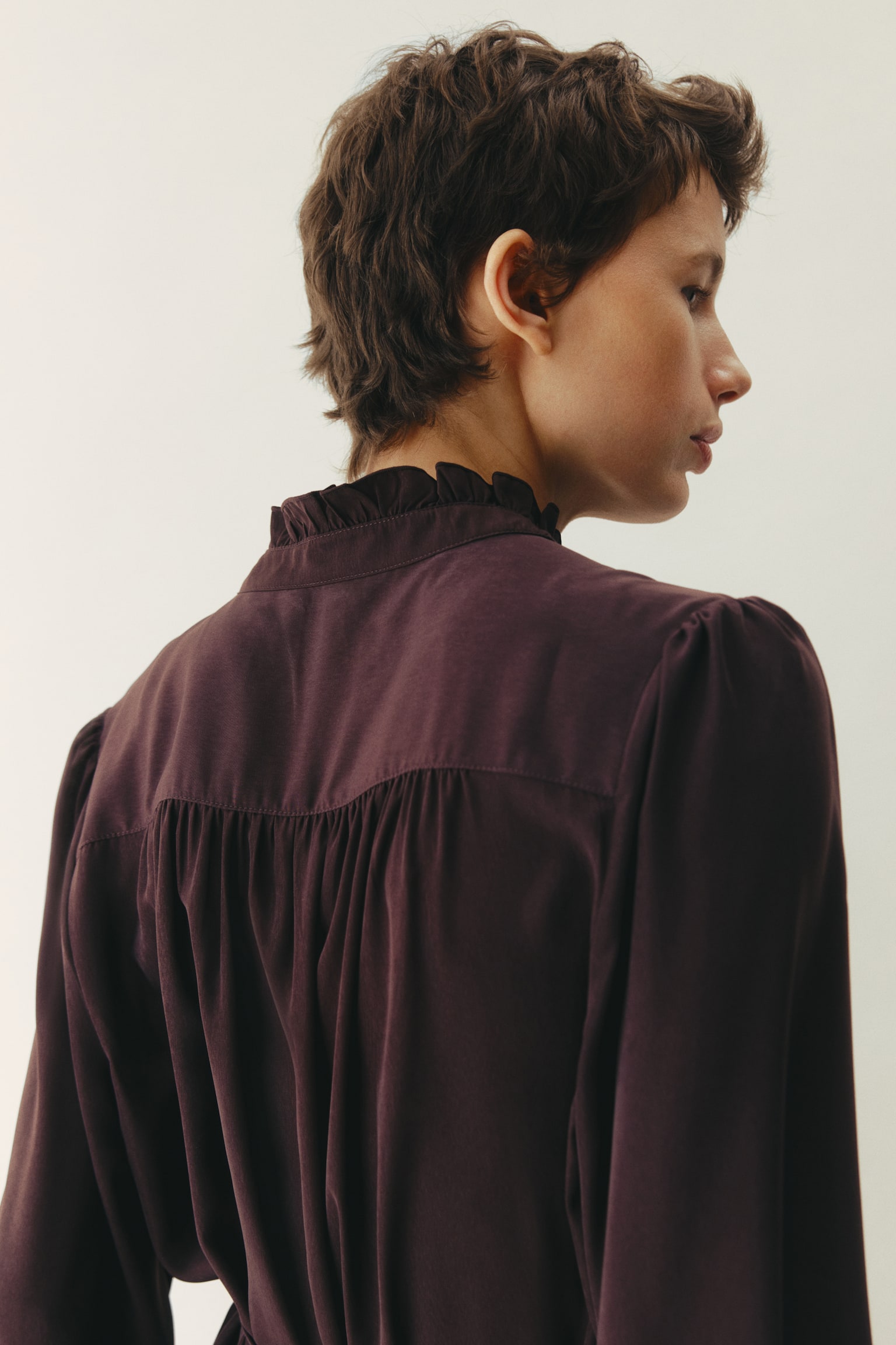 Frill-trimmed dress - Dark brown/Black/Spotted - 3