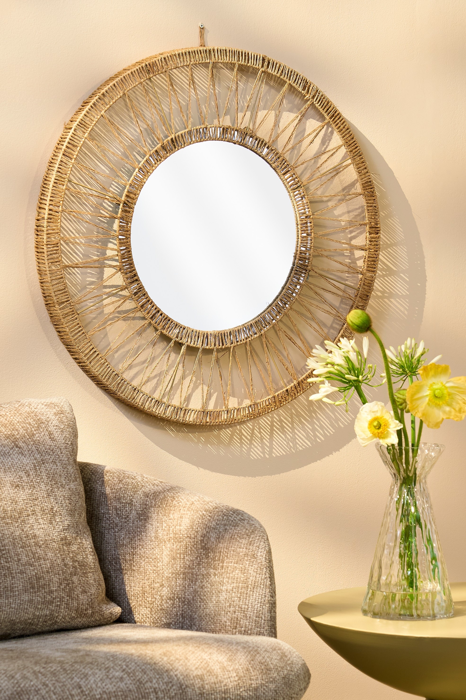 Miroir Avec Cadre En Jute - Marron Clair