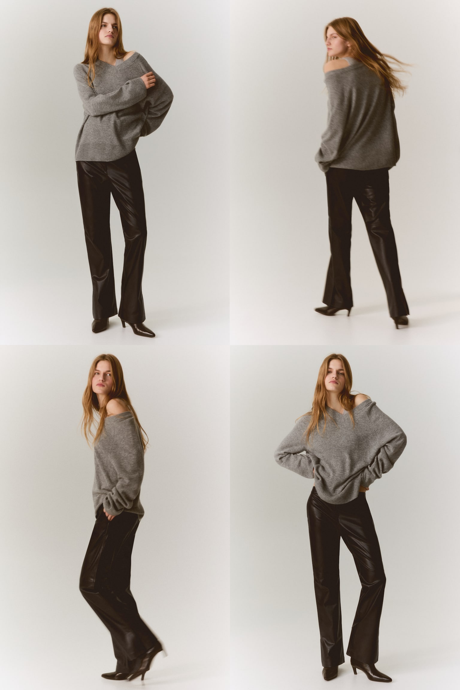 Женские брюки H&M Coated Bootcut, цвет: Тёмный коричневый — фото 3