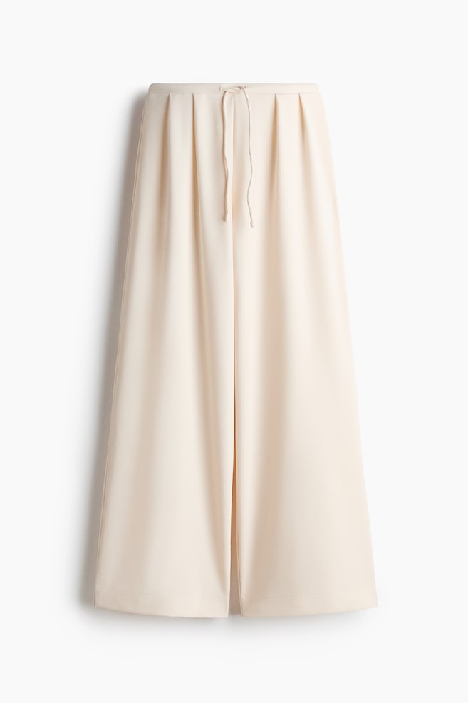 Pleated drawstring trousers - Light beige/Dark brown/Black - 1