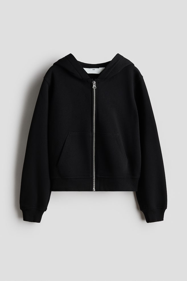 Zip-through hoodie - Black/Brown/Cream marl/Light turquoise - 1