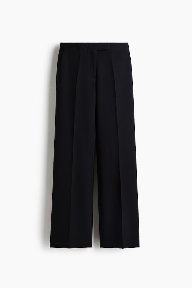 Pantalon évasé en laine mélangée - Noir/Gris foncé/Grège chiné - 1