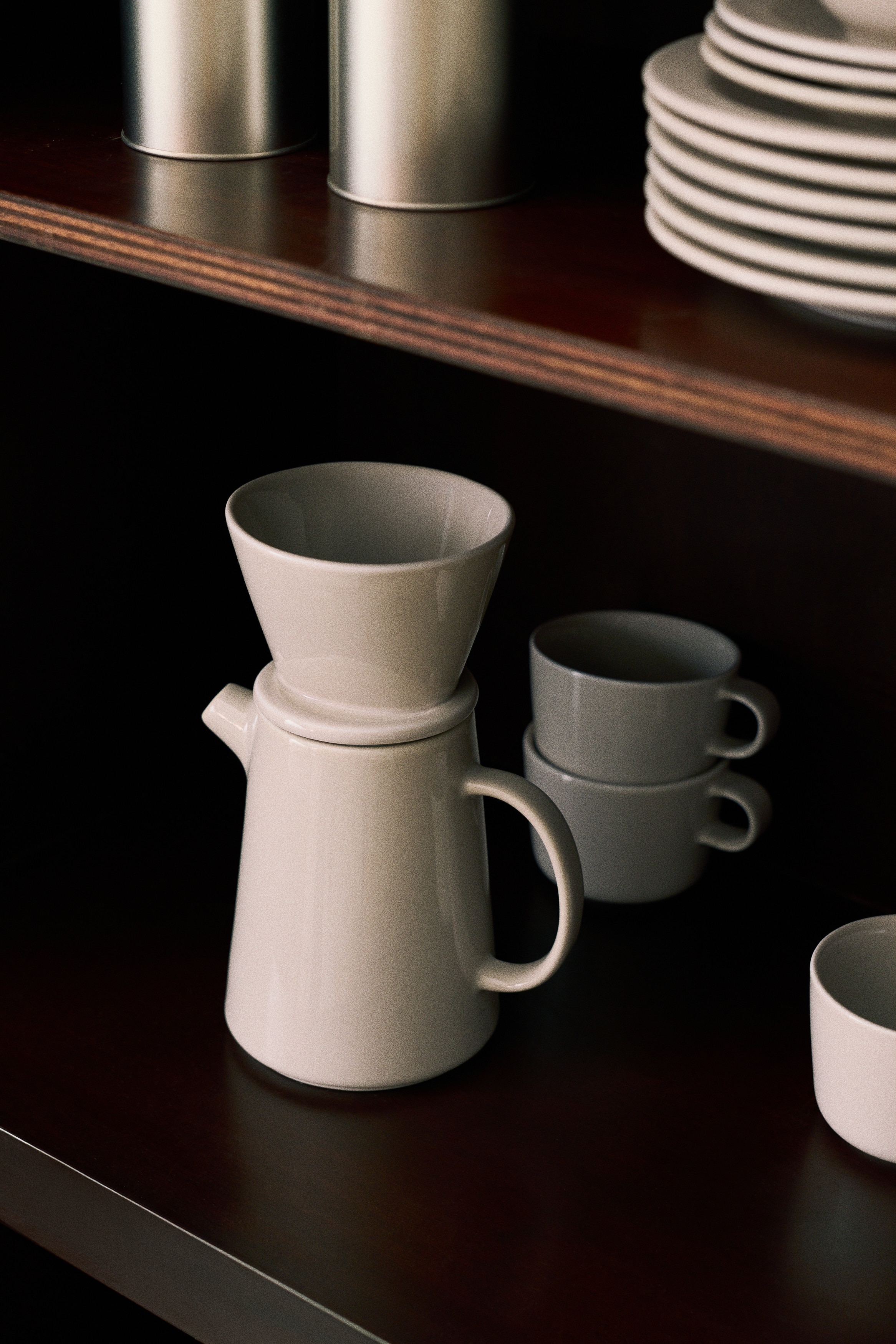 Porcelain pour-over coffee set - Light greige