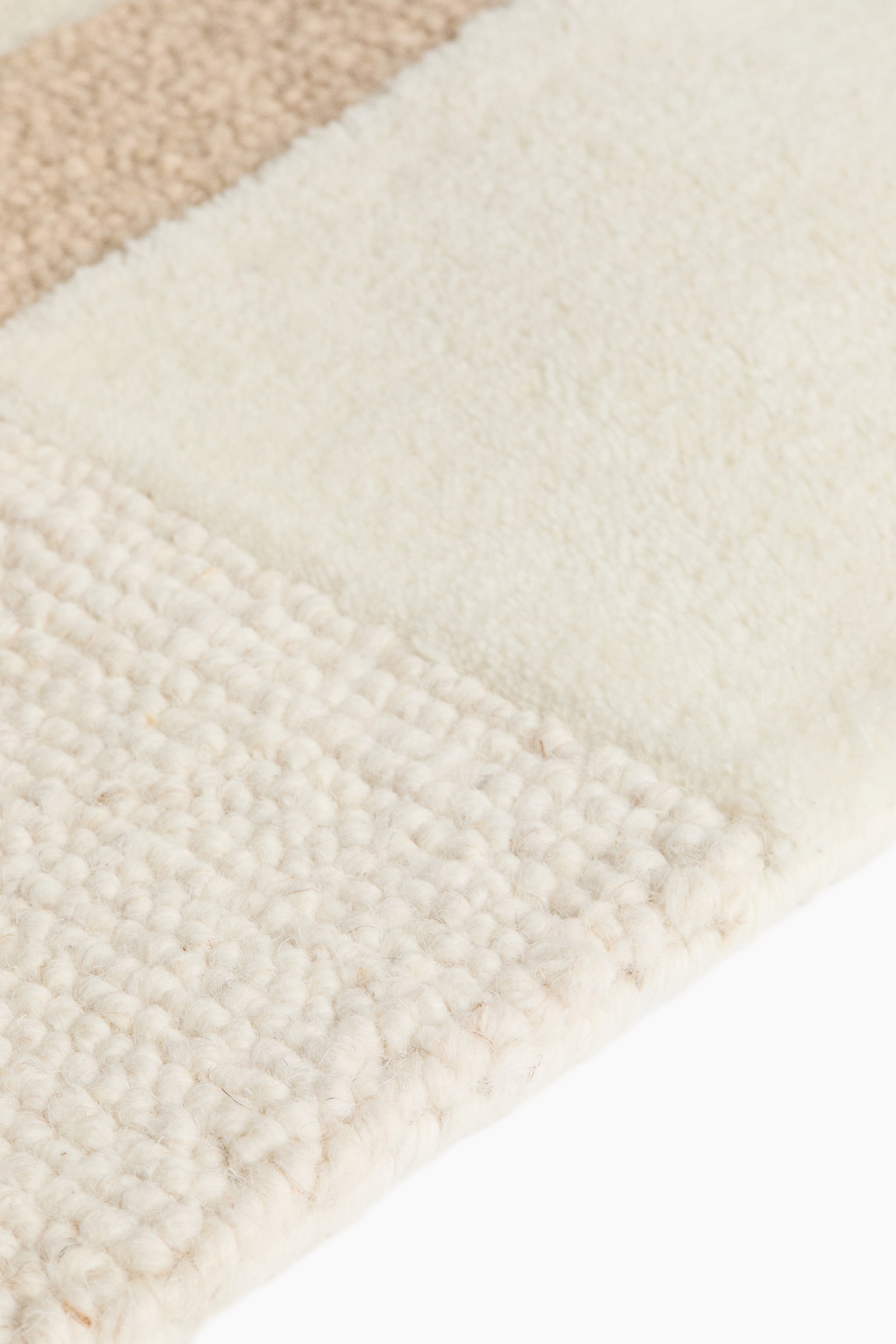 Strukturmønstret gulvteppe i ull - Beige - 3