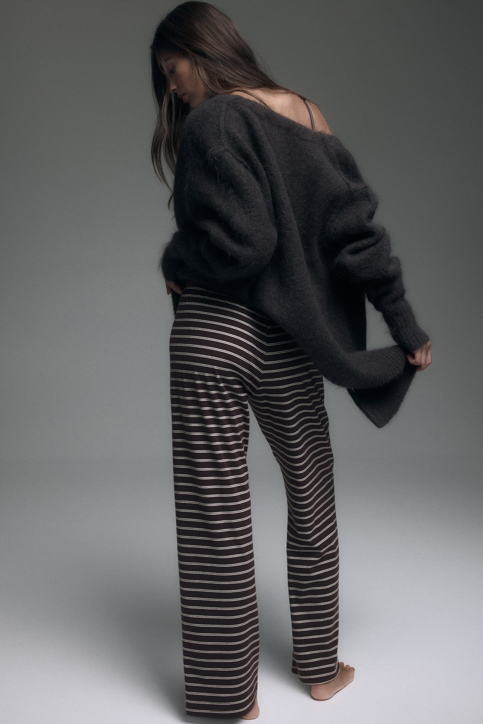 Cotton-blend trousers - Dark brown/Striped/Black/Striped/White/Light pink striped/White/Pink striped/Dark brown/Striped/White/Light blue striped - 6