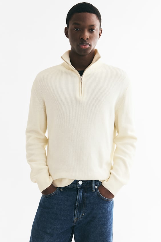 Sweter z suwakiem u góry Regular Fit