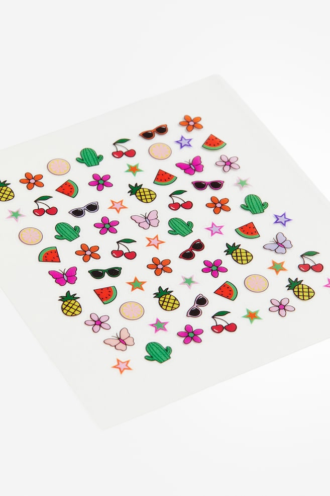 Stickers pour ongles - Rose flamboyant/vert - 2