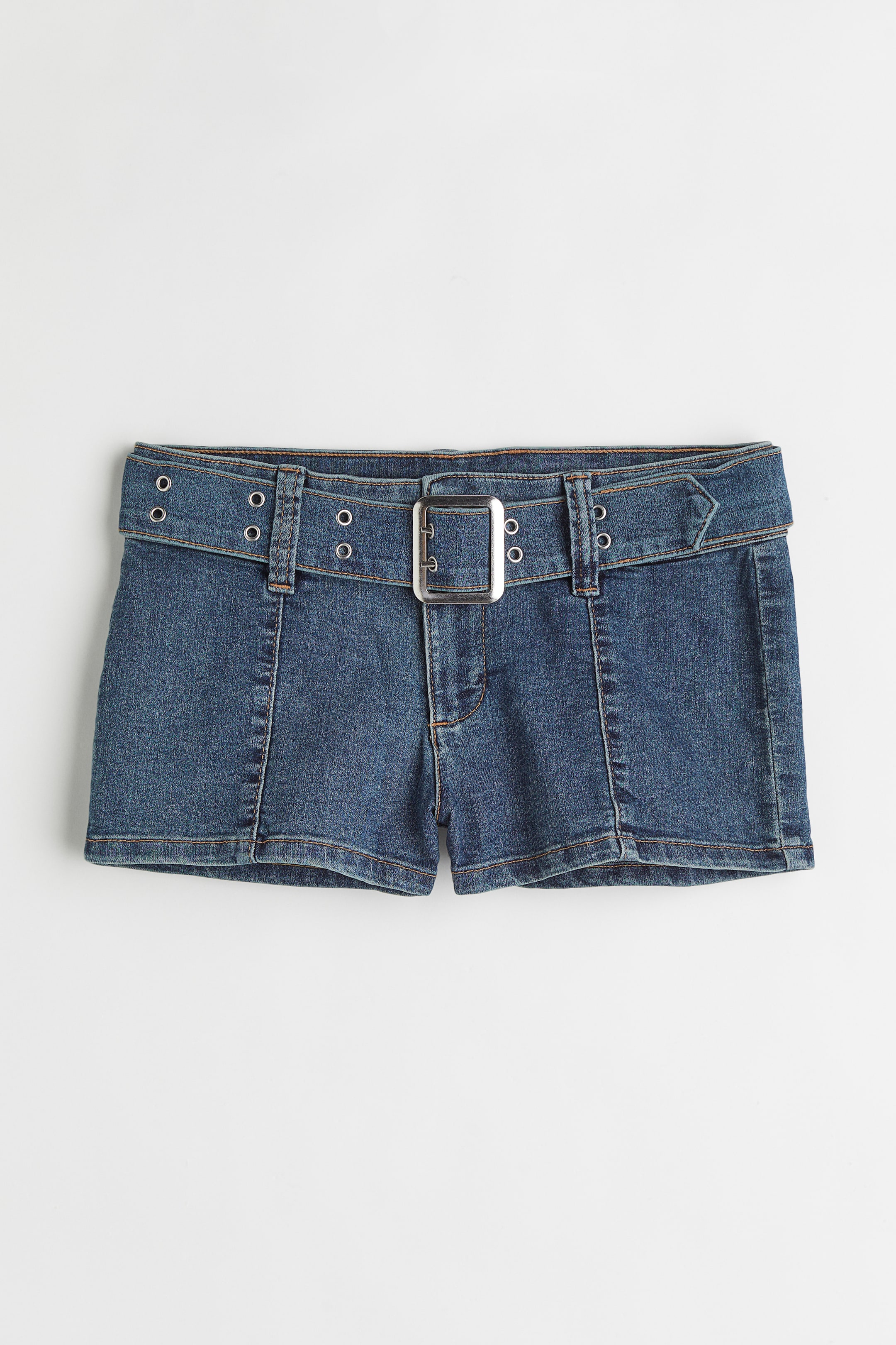 Belted shorts - Low waist - Short - Dark denim blue - Ladies | H&M GB