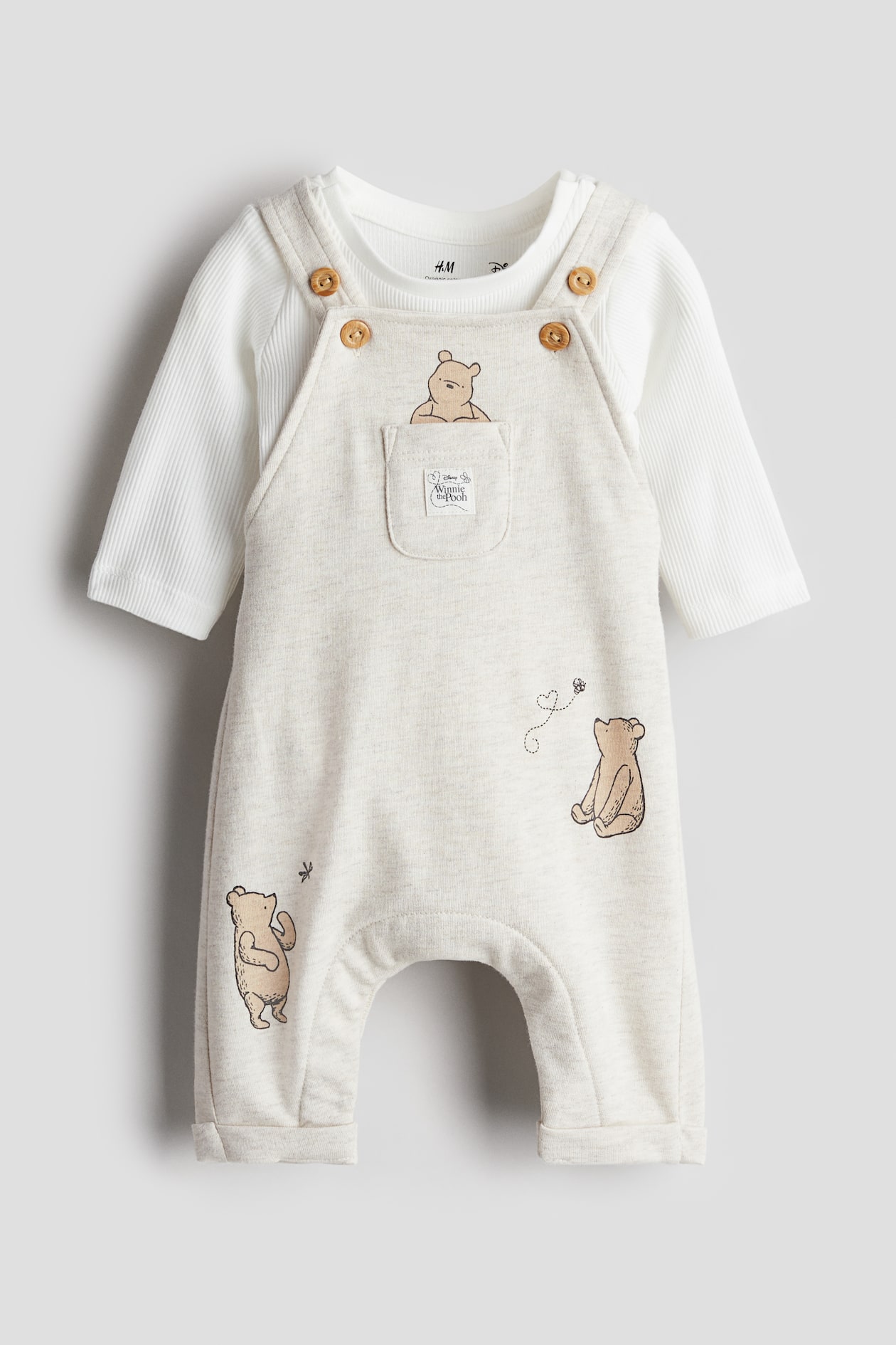Set pezzi salopette e body Beige chiaro/Winnie Pooh BAMBINO H&M IT