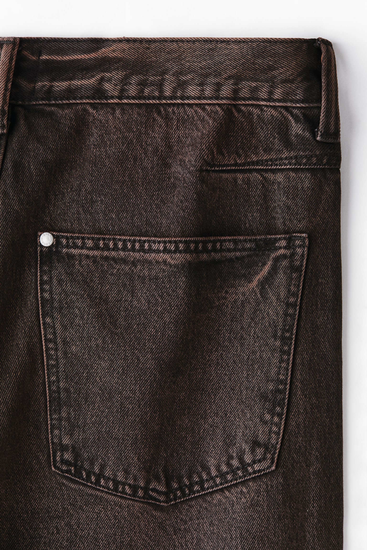 縫合褶牛仔寬版褲 - 深咖啡色/深丹寧藍/丹寧藍 - 3