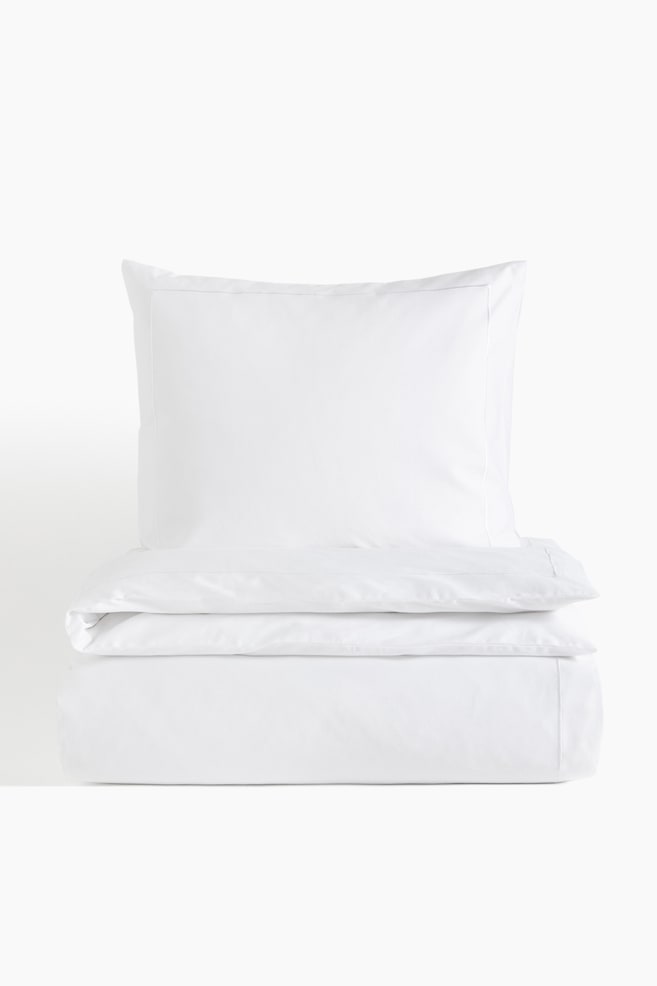 Cotton sateen single duvet cover set - White/Light mole/Powder pink/Light dusty blue - 1