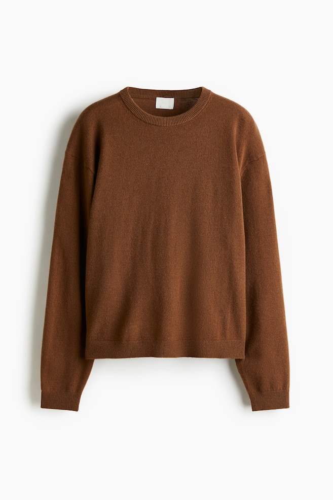 Fine-Knit Cashmere Sweater - Brown/Black - 1
