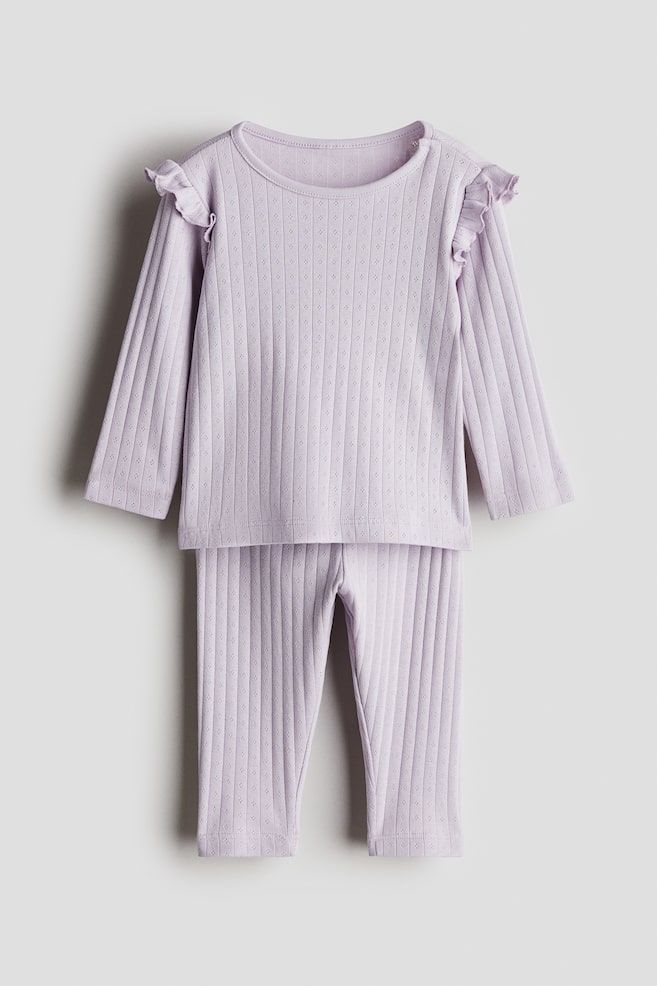 Printed cotton pyjamas - Light purple/Light blue/Dinosaurs/Beige/Leopard-print/Dark grey/Ghosts/Light dusty green/Vehicles/White/Hearts/White/Bunnies/Light dusty purple - 1