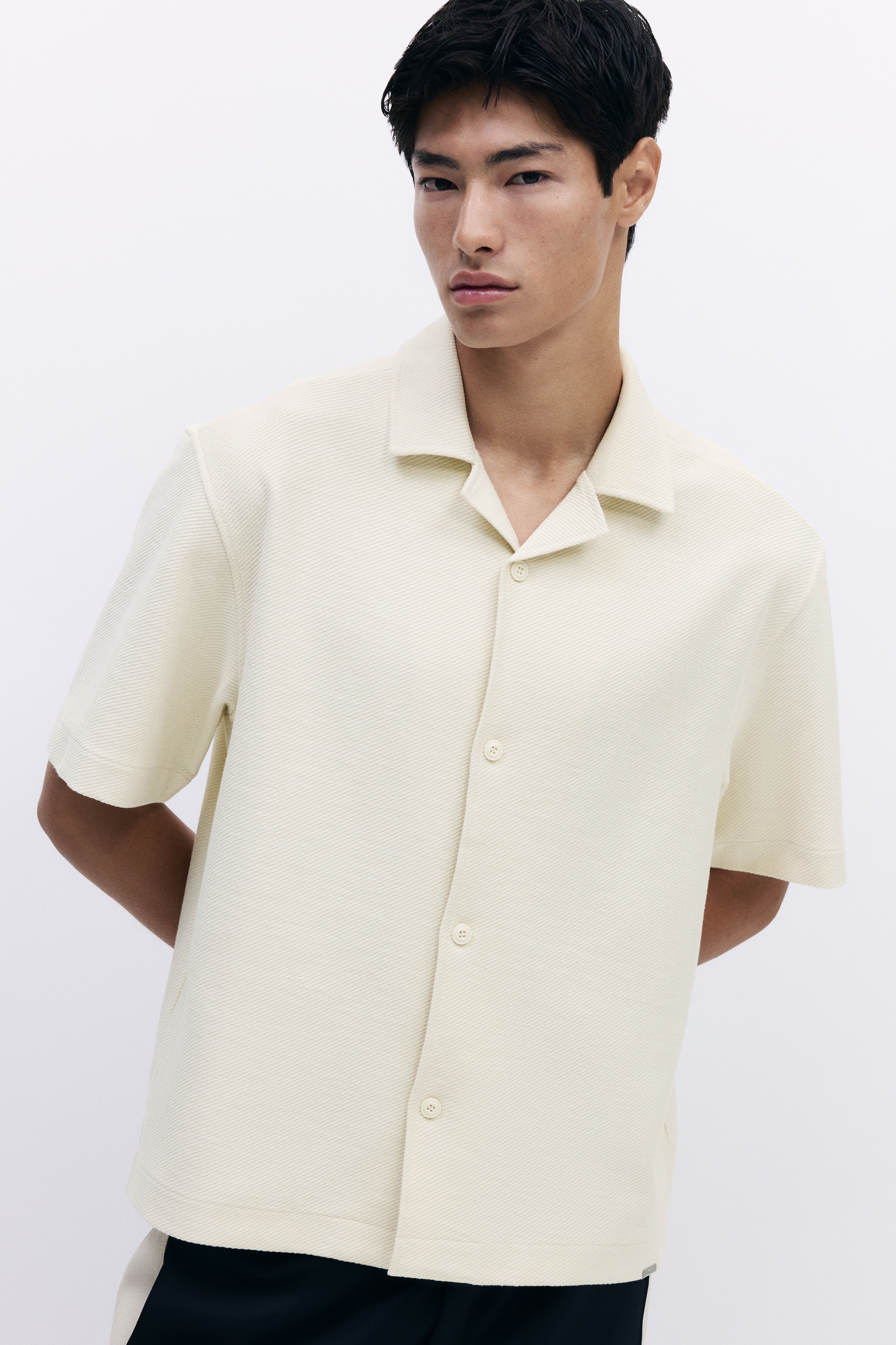 Loose-Fit Brushed Resort Shirt - Light beige