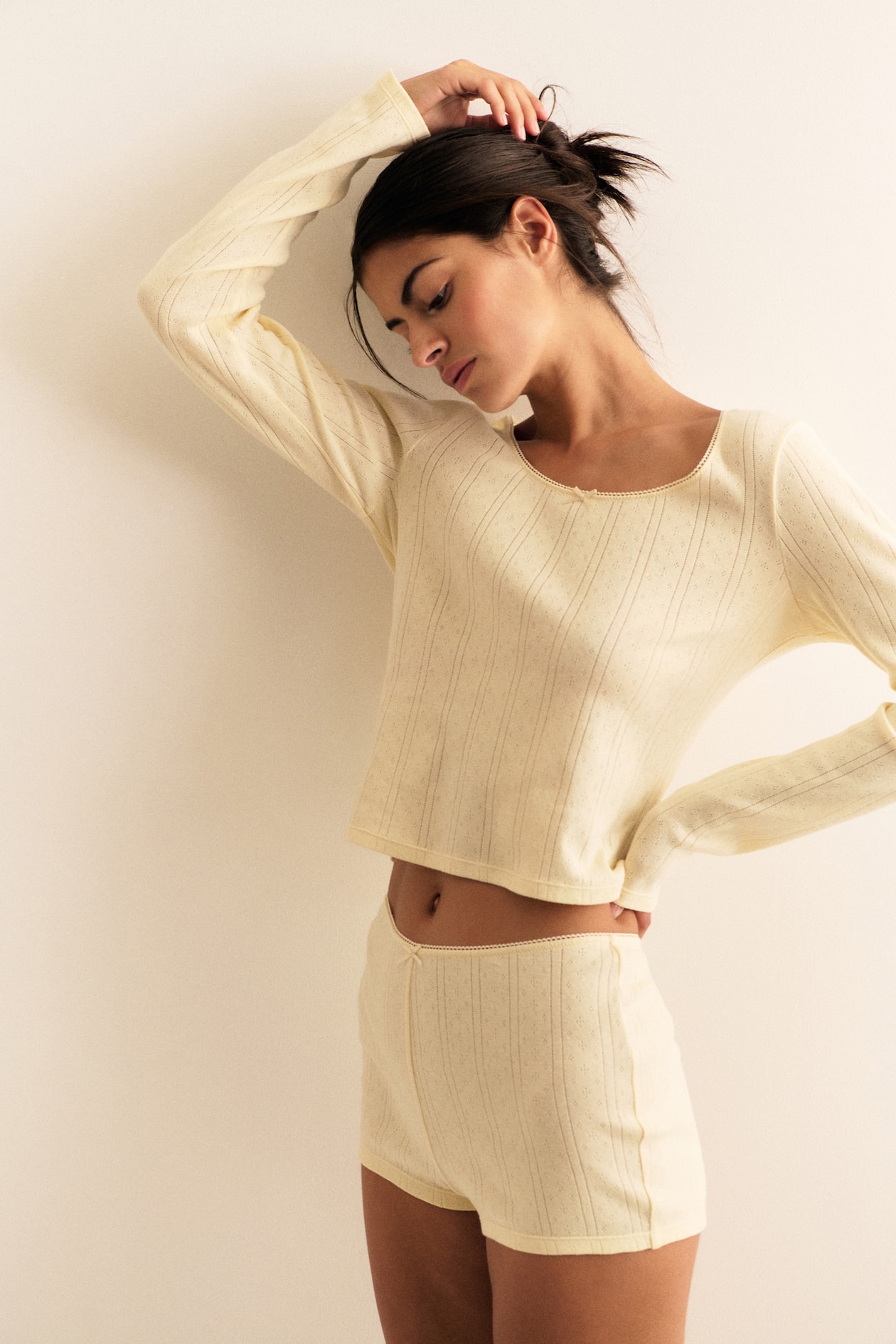 Pyjama en pointelle - Jaune clair - FEMME | H&M FR