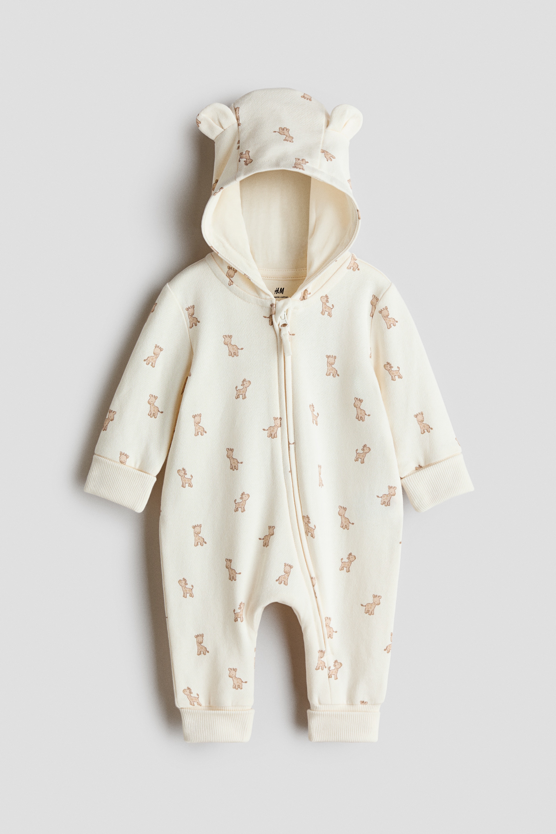 H & M - Veloursstrampler mit Print - Weiß - Kinder