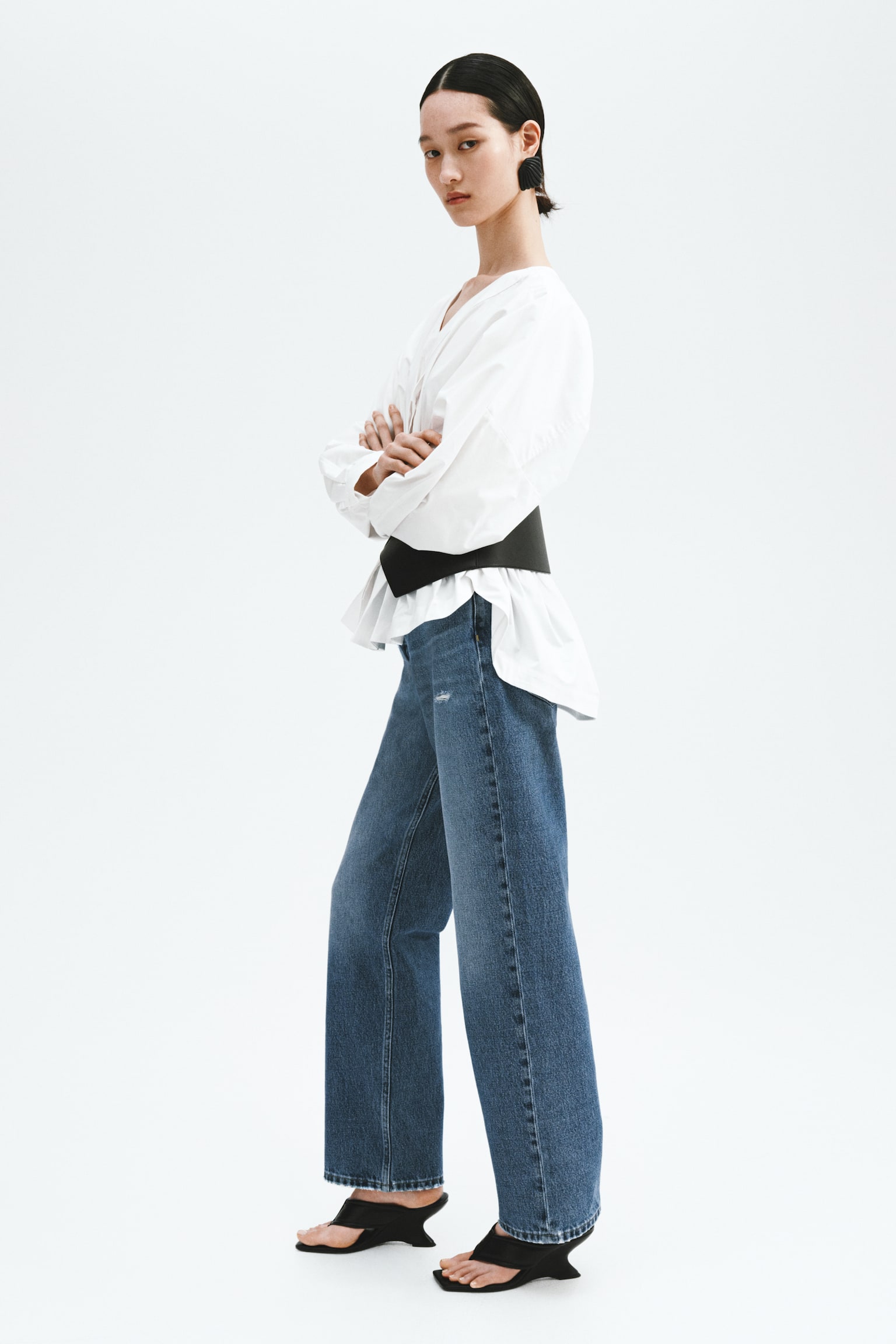 Straight High Waist Ankle Jeans - Denim blue/Denim blue/Washed black/Denim blue/White/Light denim blue/Beige - 6