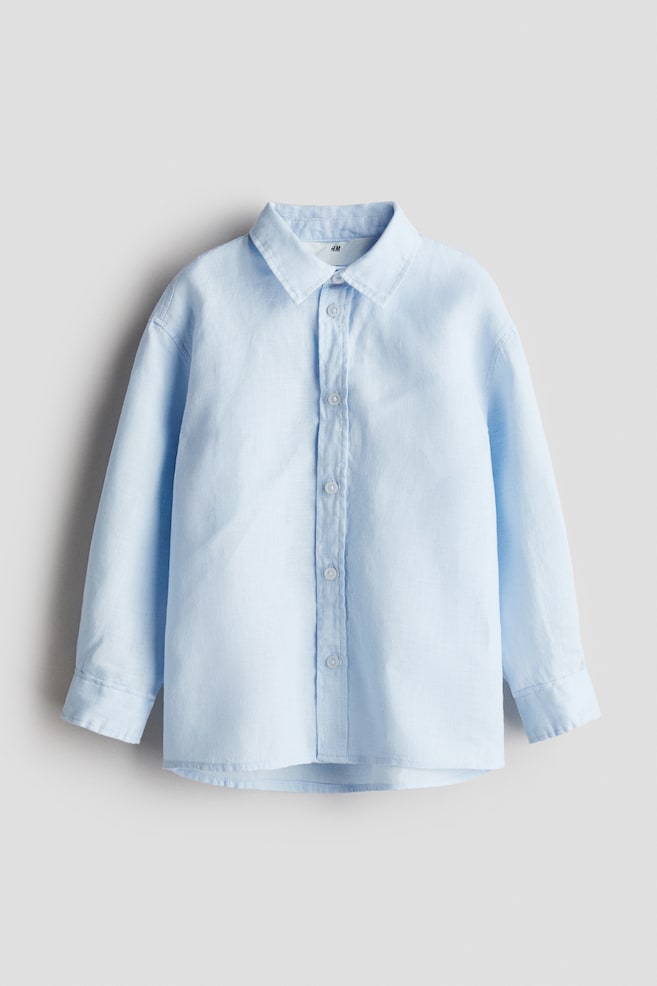 Loose-fit linen shirt - Light blue - 1