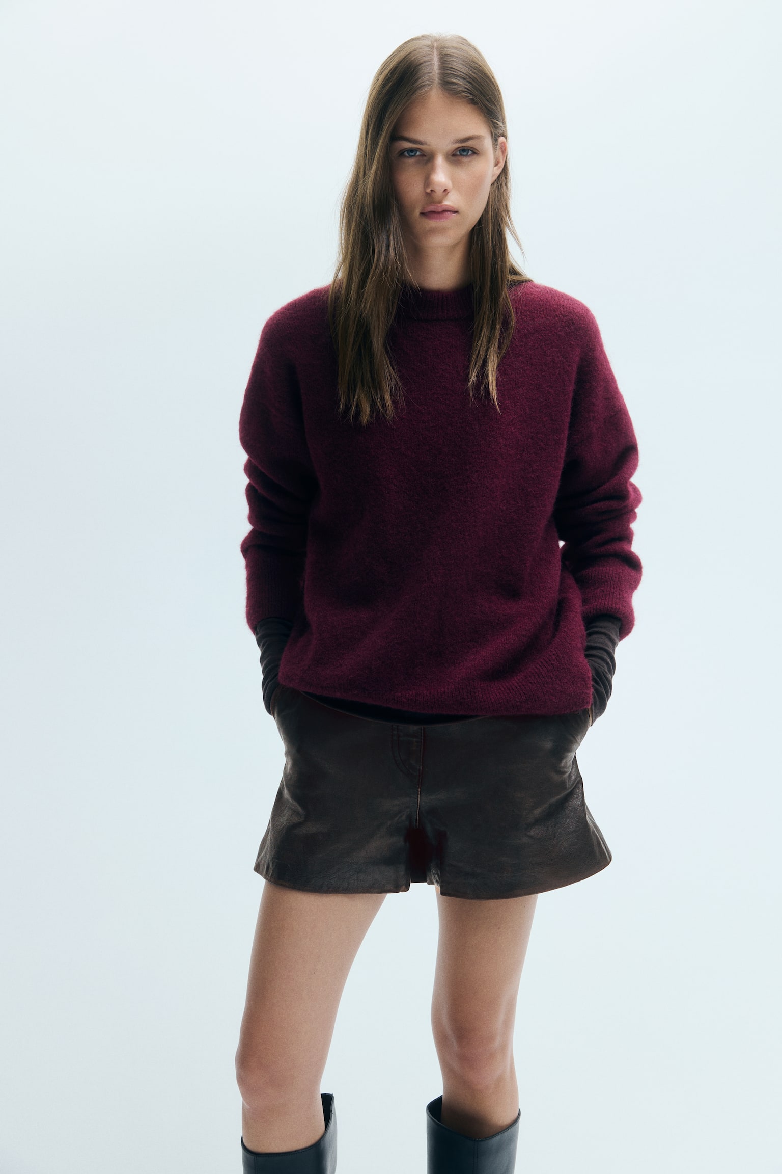 Женский свитер H&M Loose-Fit, цвет: Тёмный красный — фото 3