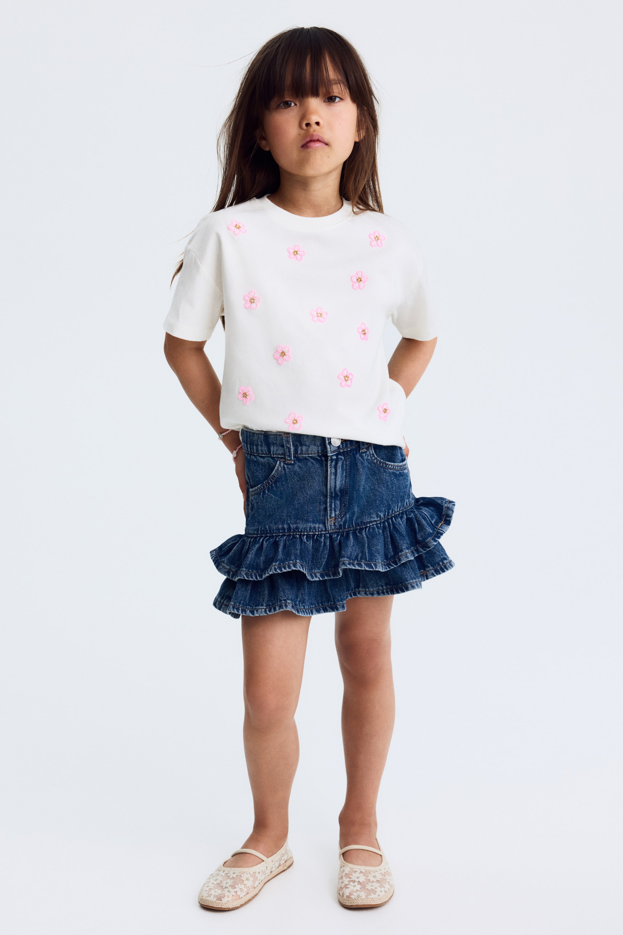 Denim Ruffle Skirt