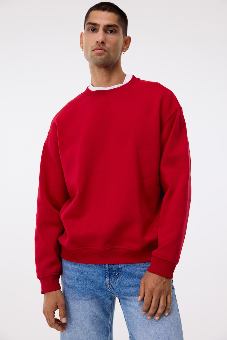 Regular Fit Mens Red Jumper H&m Loose Fit Sweatshirt Red Men