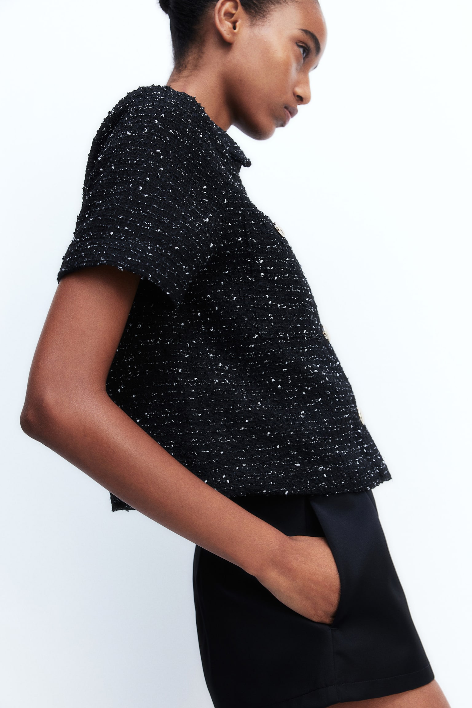 Bouclé shirt - Black - 6