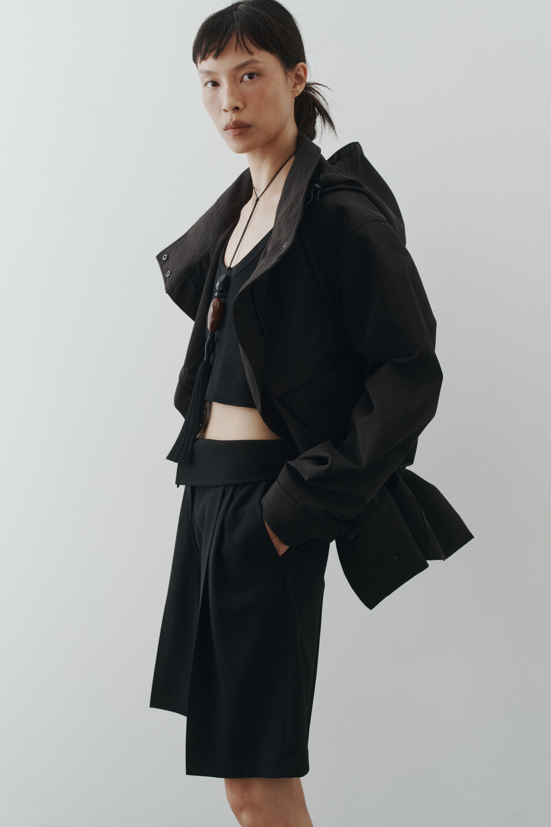Foldover-Waist Bermuda Shorts