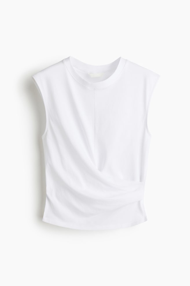 Haut à effet drapé - Blanc/Rose poudre - 1