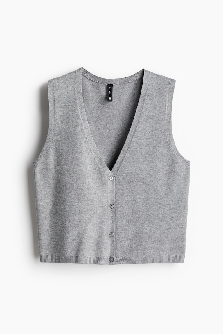 Button-front sweater vest Light grey marl Ladies H&M IN